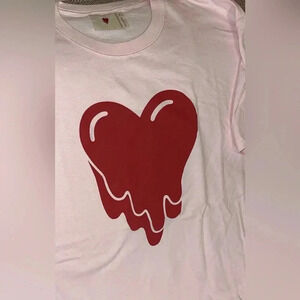 emotionally unavailable made to satisfy pink heart logo short sleeve tee shirt